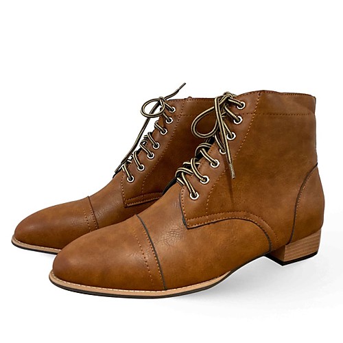 

Men's Boots Combat Boots Motorcycle Boots Martin Boots Vintage Daily PU Waterproof Non Slip Non-slipping Light Brown Dark Brown Coffee Fall Winter