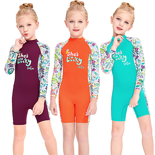 

Girls' Rash Guard Dive Skin Suit Diving Suit Breathable Quick Dry Long Sleeve Back Zip - Swimming Surfing Water Sports Patchwork Summer / Stretchy / Kid's