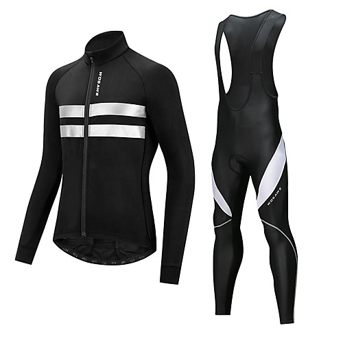 

WOSAWE Women's Men's Long Sleeve Cycling Jersey with Bib Tights Winter White Burgundy Patchwork Bike Fleece Lining Breathable Quick Dry Warm Sports Patchwork Mountain Bike MTB Road Bike Cycling