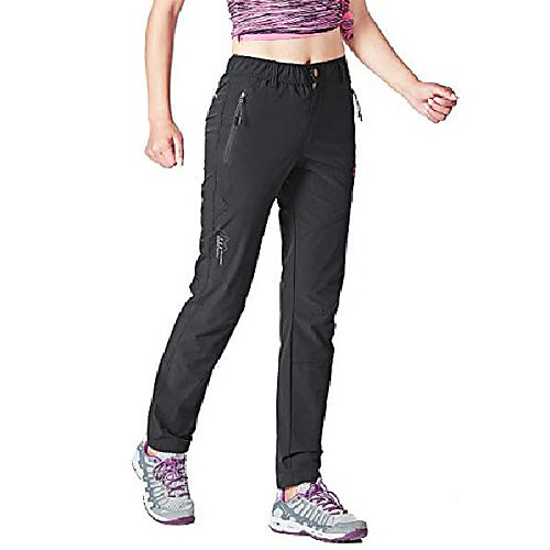 

women's outdoor hiking pants lightweight quick dry water resistant mountain trouser, black, medium