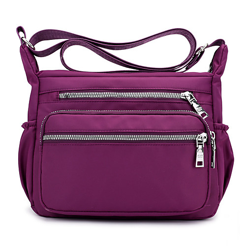 

crossbody bags for women nylon travel purse waterproof shoulder messenger bag (black)
