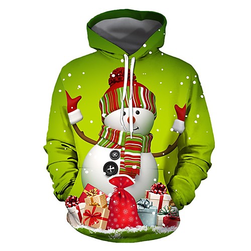 

Men's Pullover Hoodie Sweatshirt 3D Cartoon Ugly Christmas Hooded Christmas 3D Print Christmas Hoodies Sweatshirts Long Sleeve Green