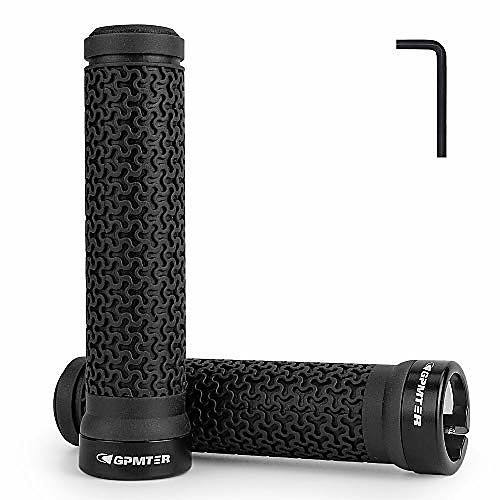 

bike handlebar grips, single lock-on bicycle grips handle bar end holding locking grips, for bmx, mountain, mtb, cruiser, folding bike, soft non-slip-rubber rubber hand grip blue