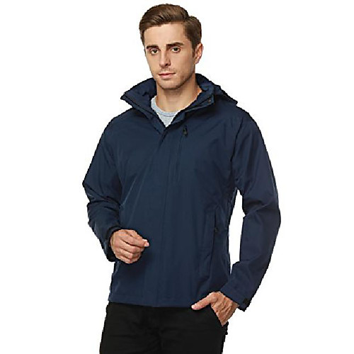 

mier men's hooded rain jackets waterproof rain shell windbreaker for outdoor, navy, m