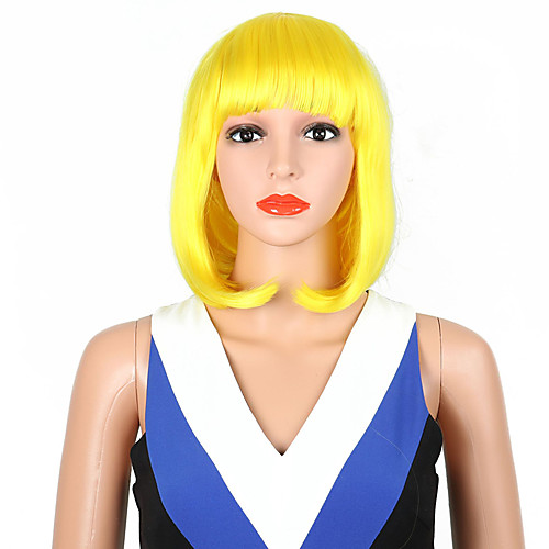

Synthetic Wig Straight Short Bob Wig Medium Length Brown Black Yellow Synthetic Hair 14 inch Women's Heat Resistant Brown Yellow hairjoy