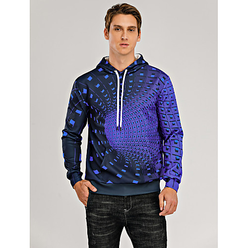 

Men's Hoodie Color Block Geometric 3D Daily Holiday Streetwear Halloween Hoodies Sweatshirts Black Purple Red