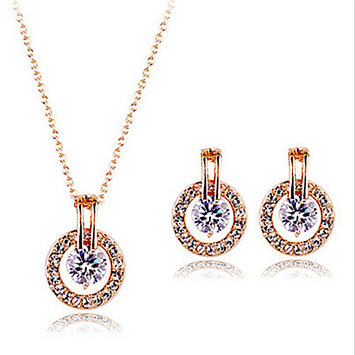 

Women's Cubic Zirconia Jewelry Set Hollow Out Flower Stylish Gold Plated Earrings Jewelry Rose Gold For Anniversary Party Evening Gift Festival 1 set