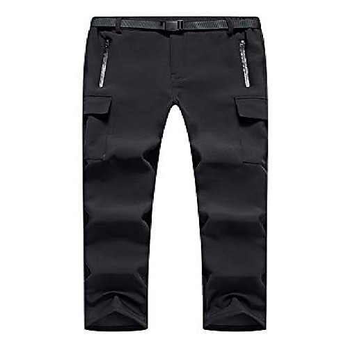 

men's hiking pants soft shell waterproof casual outdoor windproof fleece lined 4 pocket mountain cargo pants dark blue 36