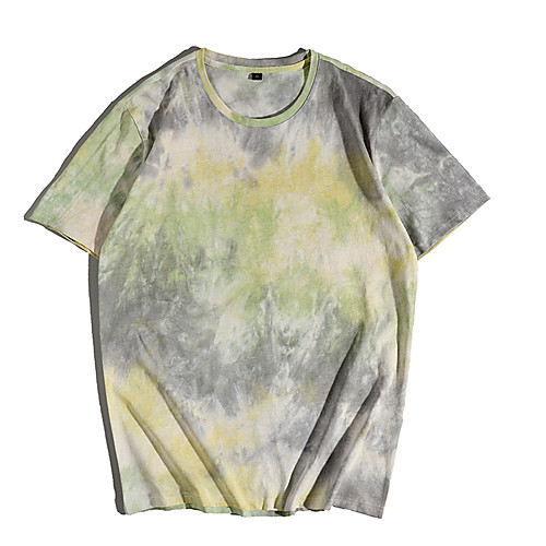 

Men's Tee / T-shirt Tie Dye Crew Neck Color Block Sport Athleisure T Shirt Top Short Sleeves Breathable Soft Comfortable Exercise & Fitness Everyday Use Casual Daily Outdoor