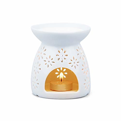 

white ceramic tea light burner, aromatherapy oil burner, wax warmer, tealight holder (firework)