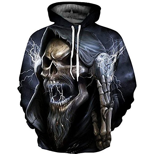 

unisex casual 3d skull skeleton printed athletic pullover hoodies sweatshirts,grim reaper 4,s/m