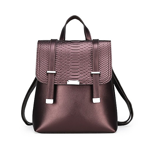 

Women's Girls' PU School Bag Mini Backpack Large Capacity Waterproof Zipper Solid Color Daily Outdoor Backpack Wine White Black Blue Blushing Pink
