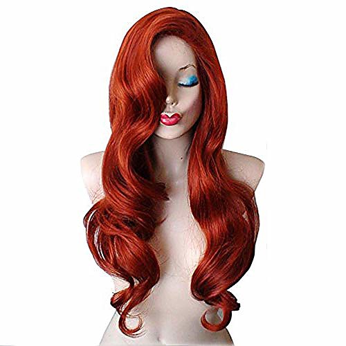 

long curly copper red jessica rabbit costume wig (wig only)