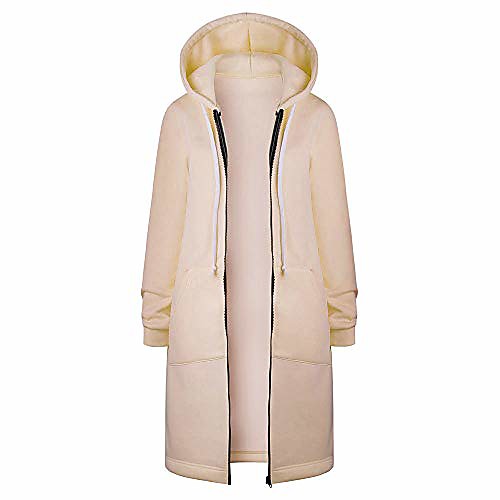 

fashion casual women's autumn winter coats ladies plus size warm zipper open hoodies sweatshirt long coat jacket tops outwear (l, s-khaki)