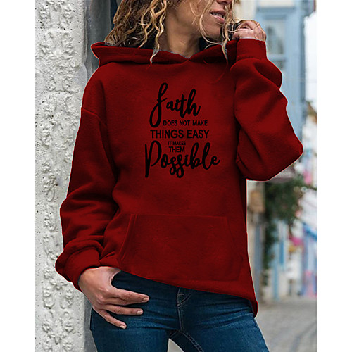 

Women's Pullover Hoodie Sweatshirt Graphic Text Letter Daily Casual Hoodies Sweatshirts White Black Purple