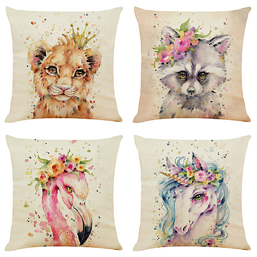 

Cushion Cover 4PC Linen Soft Decorative Square Throw Pillow Cover Cushion Case Pillowcase for Sofa Bedroom 45 x 45 cm (18 x 18 Inch) Superior Quality Mashine Washable