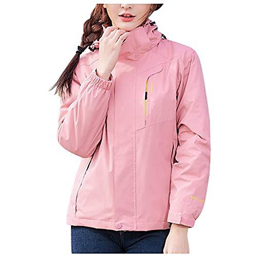 

women 3 in 1 jacket hooded detachable liner waterproof windproof thicken warm outdoor ski jacket windbreaker pink