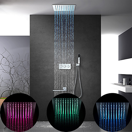 

Shower Faucet Set - Rain Shower Contemporary Chrome Wall Mounted Brass Valve Bath Shower Mixer Taps