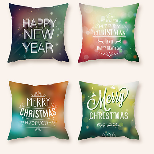 

Cushion Cover 4PCS Christmas Party Decoration Christmas Gift Short Plush Soft Decorative Square Throw Pillow Cover Cushion Case Pillowcase for Sofa Bedroom 45 x 45 cm (18 x 18 Inch) Superior Quality