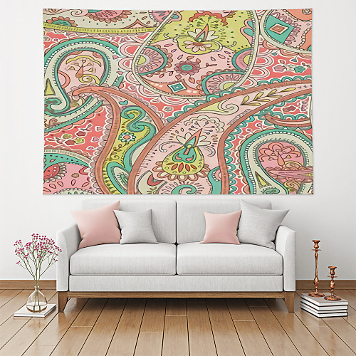 

Wall Tapestry Art Decor Blanket Curtain Picnic Table Cloth Hanging Home Bedroom Living Room Decoration Polyester Paisley Watercolor Flower Plant