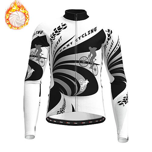 

21Grams Men's Long Sleeve Cycling Jersey Winter Fleece BlackWhite Bike Jersey Top Mountain Bike MTB Road Bike Cycling Fleece Lining Warm Quick Dry Sports Clothing Apparel / Stretchy / Athleisure