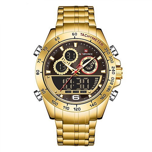 

NAVIFORCE Men's Military Watch Analog - Digital Quartz Modern Style Sporty Luxury Calendar / date / day Chronograph Alarm Clock / Two Years / Stainless Steel / Japanese