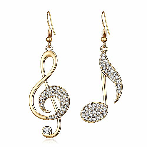 

treble eighth music clef note fish hook dangle earrings,gold