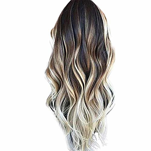 

long wavy cosplay full hair wigs women anime costume party dress heat reisistant synthetic curly wig pink purple (purple)