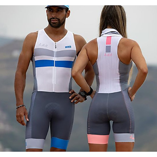 

Women's Men's Sleeveless Cycling Jersey with Shorts Triathlon Tri Suit PinkWhite Blue / White Bike Quick Dry Sports Mountain Bike MTB Road Bike Cycling Clothing Apparel / Stretchy / Athletic