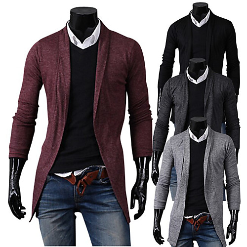 

Men's Active Color Block Cardigan Long Sleeve Regular Sweater Cardigans Cowl Neck Fall Winter Wine Red Black Dark Gray