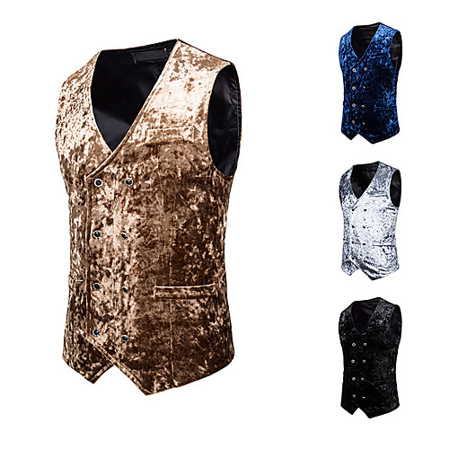 

The Great Gatsby 1920s Vintage Masquerade Vest Waistcoat Men's Slim Fit Costume Black / Navy Blue / Gray Vintage Cosplay Event / Party Sleeveless