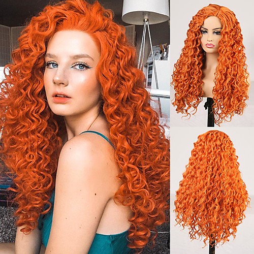 

Cosplay Costume Wig Synthetic Wig Curly Bouncy Curl Middle Part Wig Long Orange Synthetic Hair Women's Odor Free Fashionable Design Soft Orange / Heat Resistant