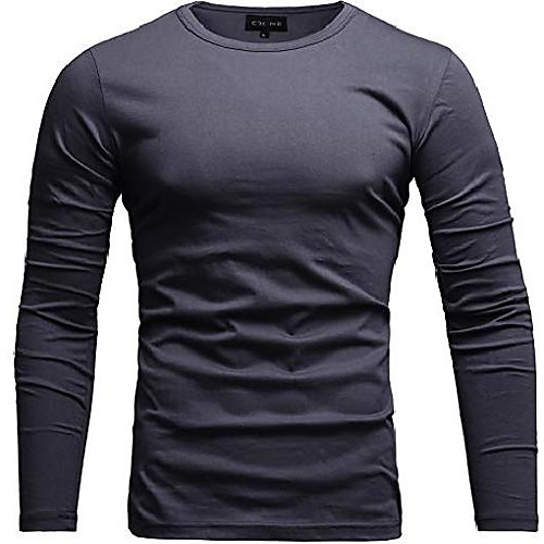 

Men's T shirt non-printing N / A Long Sleeve Dailywear Tops Cotton Black Blue