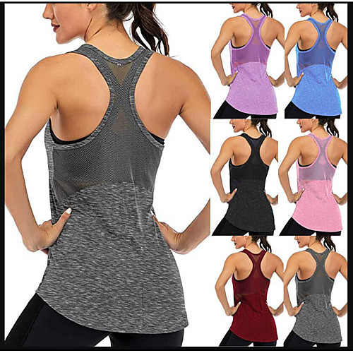 

Women's Sleeveless Running Tank Top Racerback Singlet Top Athletic Athleisure Cotton Breathable Moisture Wicking Soft Gym Workout Running Jogging Training Exercise Sportswear Solid Colored Normal