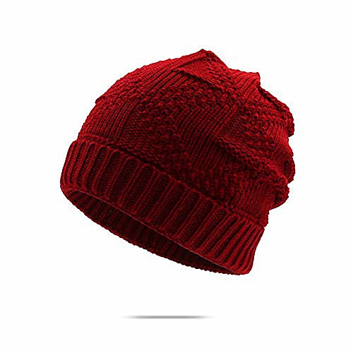 

and winter knitted wool hat ladies casual fashion knit hat korean student hat outdoor windproof warm hat 03 (color : claret, size : m56-58cm)