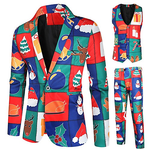 

Tuxedos Tailored Fit Notch Single Breasted One-button Polyster / Polyester Cartoon / Christmas