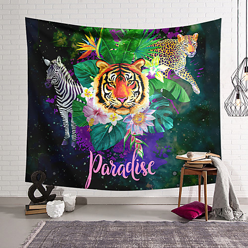 

Wall Tapestry Art Deco Blanket Curtain Hanging Home Bedroom Living Room Dormitory Decoration Polyester Fiber Animal Painted Tiger Leopard Zebra Rainforest