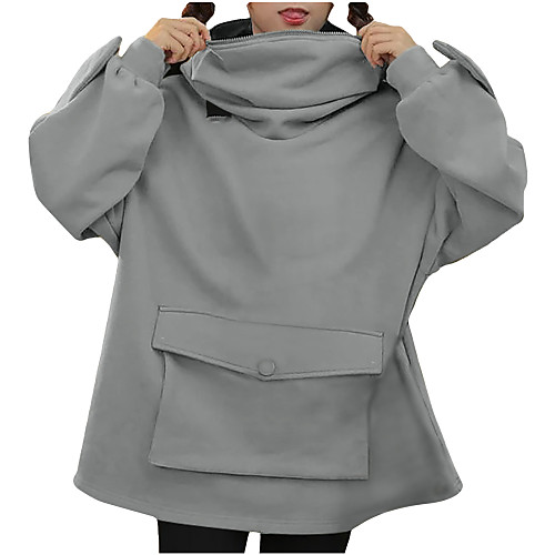 

women novelty frog hoodies cute animal shape zip up long sleeve round hooded sweatshirts pullover tops plain black