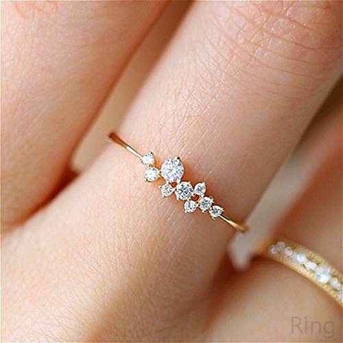 

simple 18k gold color rings for teen girls class heart white sapphire studded eternity wedding ring 925 sterling silver engagement stackable diamond rings women fashion jewelry(gold,7