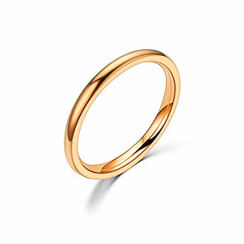 

3pcs 2mm stainless steel stackable rings for women, band rings knuckle finger ring (rose gold, 9)