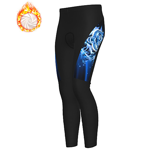 

21Grams Men's Cycling Tights Cycling Pants Winter Fleece Bike Tights Padded Shorts / Chamois Pants Thermal Warm Fleece Lining Breathable Sports Lion Black Mountain Bike MTB Road Bike Cycling Clothing