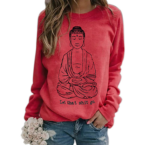 

Women's Pullover Sweatshirt Graphic Daily Sports Casual Hoodies Sweatshirts Black Blue Red