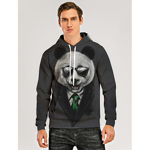 

Men's Pullover Hoodie Sweatshirt Animal Patterned Graphic 3D Front Pocket Hooded Daily 3D Print 3D Print Casual Hoodies Sweatshirts Long Sleeve Dark Gray