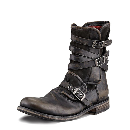 

Men's Boots Casual Daily Walking Shoes PU Breathable Warm Waterproof Mid-Calf Boots Dark Grey Black Coffee Winter / Rivet