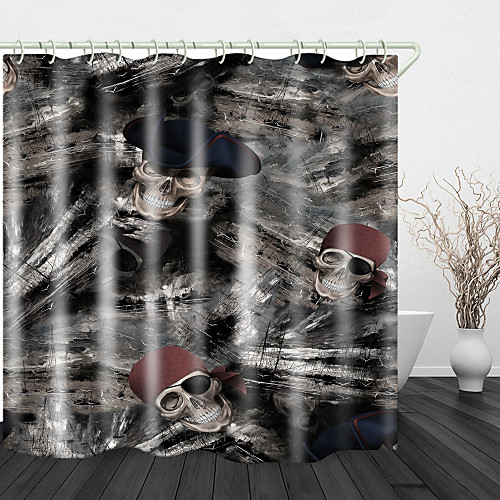 

Pirate Skull Print Waterproof Fabric Shower Curtain For Bathroom Home Decor Covered Bathtub Curtains Liner Includes With Hooks