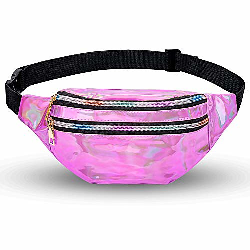 

belt bag women belt bag metallic water-repellent bum bag 2 compartments shoulder bags girls shoulder bags mobile phone bag bag travel hiking pink
