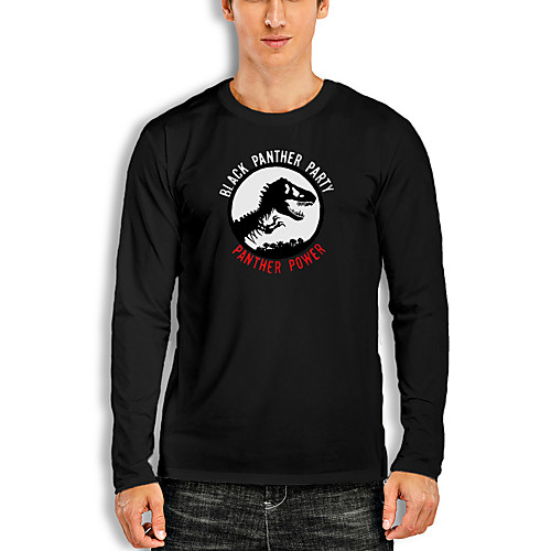 

Men's T shirt Other Prints Graphic Letter Animal Print Long Sleeve Daily Tops Cotton Basic White Black Red