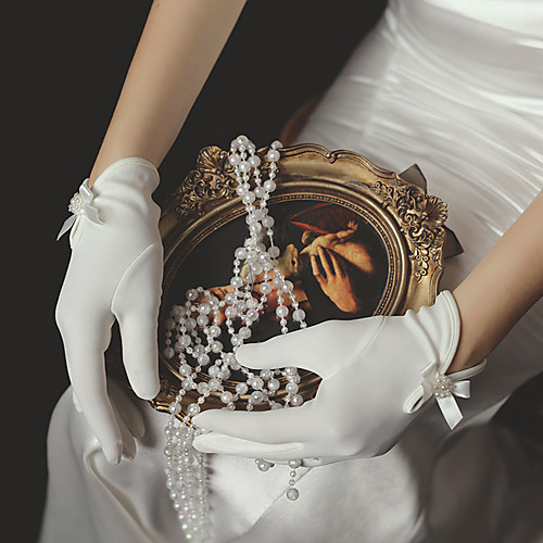 

Satin Suit Length Glove Sweet Style / Elegant With Faux Pearl