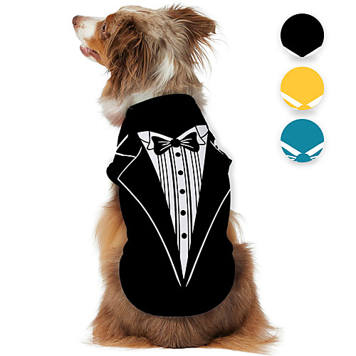 

Dog Shirt / T-Shirt Tuxedo Graphic Optical Illusion 3D Print Classic Gentle Wedding Party Dog Clothes Puppy Clothes Dog Outfits Breathable Black Yellow Blue Costume for Girl and Boy Dog Polyster S M