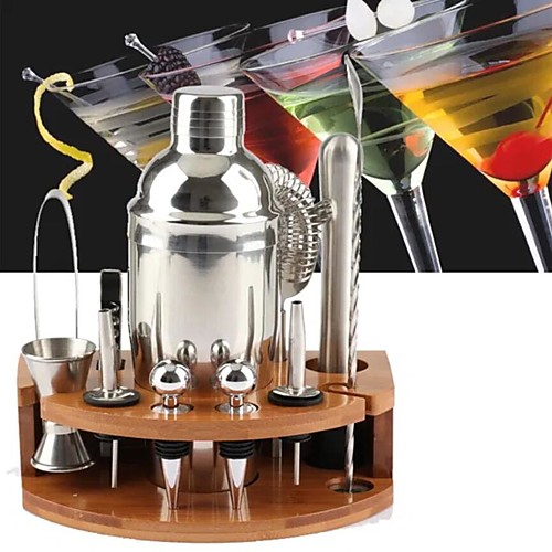 

Insulated Cocktail Shaker Mixer Bartender Kit 12pcs 750ml/11pcs 750ml/27pcs 550ml Stainless Steel Bar Tool Set with Stylish Bamboo Stand Perfect Home Bartending Kit and Martini Cocktail Set